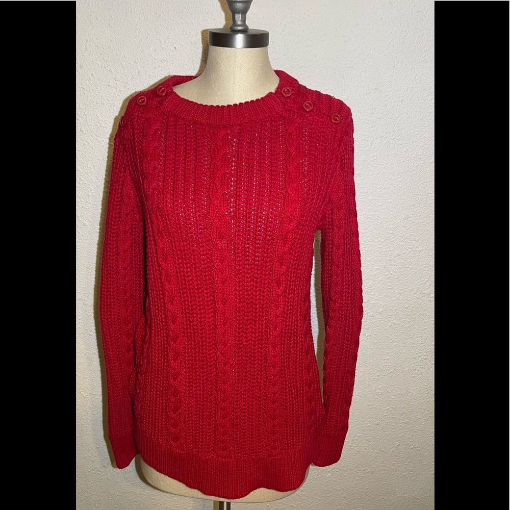 L.L. bean red chunky knit sweater size large